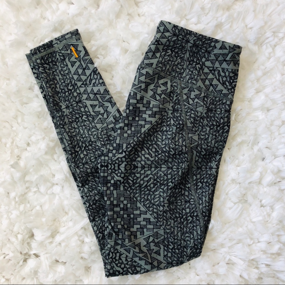 LUCY green abstract tribal print tights